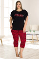 lady 10544 büyük beden kapri pijama takımı - battal pijama takımları, ladybttlkpr10544, lady pijama takımı
