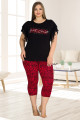 lady 10544 büyük beden kapri pijama takımı - battal pijama takımları, ladybttlkpr10544, lady pijama takımı, Lady
