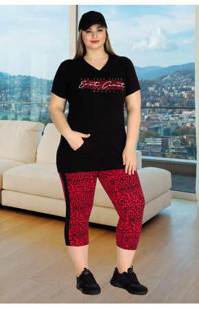 Lady 10546 Büyük Beden Kapri Pijama Takımı - Battal pijama Takımları