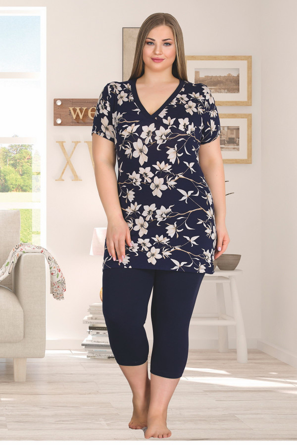lady 10550 büyük beden kapri pijama takımı - battal pijama takımları, ladybttlkpr10550, lady pijama takımı, Lady