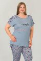 gri renk ve çiçek desenli lady 10660 büyük beden kapri pijama takımı, lady10660-2xl, lady pijama takımı, Lady