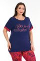 lacivert renk ve çiçek desenli lady 10683 büyük beden kapri pijama takımı, lady10683-2xl, lady pijama takımı, Lady