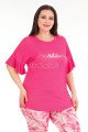 pembe renk ve çiçek desenli lady 10684 büyük beden kapri pijama takımı, lady10684-2xl, lady pijama takımı, Lady