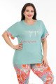 mavi renk ve çiçek desenli lady 10685 büyük beden kapri pijama takımı, lady10685-2xl, lady pijama takımı, Lady