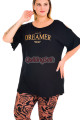 siyah renk ve desenli lady 10733  kadın büyük beden tayt kapri pijama takımı, 8509990029876, lady pijama takımı, Lady