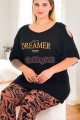 siyah renk ve desenli lady 10733  kadın büyük beden tayt kapri pijama takımı, 8509990029876, lady pijama takımı, Lady
