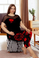 kadın siyah renk ve çiçek desenli lady 10614 büyük beden kapri pijama takımı, ub-ldy-10614-2x, lady pijama takımı, Lady