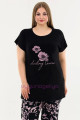 kadın siyah renk ve çiçek desenli lady 10639 büyük beden kapri pijama takımı, eli̇t0010639-2xl, lady pijama takımı, Lady