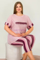 gül kurusu renkli ve çiçek desenli lady 10640 büyük beden kapri pijama takımı, eli̇t0010646-2xl, lady pijama takımı, ELİT0010646-2XL
