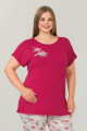 bordo renk ve çiçek desenli lady 10641 büyük beden kapri pijama takımı, eli̇t0010641-2xl, lady pijama takımı, Lady