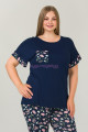 lacivert renk ve çiçek desenli lady 10642 büyük beden kapri pijama takımı, eli̇t0010642-2xl, lady pijama takımı, Lady