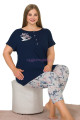 lacivert renk ve çiçek desenli lady 10646 büyük beden kapri pijama takımı, eli̇t0010646-2xl, lady pijama takımı, Lady