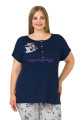 lacivert renk ve çiçek desenli lady 10646 büyük beden kapri pijama takımı, eli̇t0010646-2xl, lady pijama takımı, Lady