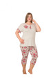 krem renk ve çiçek desenli lady 10648 büyük beden kapri pijama takımı, eli̇t0010648-2xl, lady pijama takımı, ELİT0010648-2XL