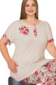 krem renk ve çiçek desenli lady 10648 büyük beden kapri pijama takımı, eli̇t0010648-2xl, lady pijama takımı, Lady