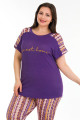 mor renk ve çiçek desenli lady 10671 büyük beden kapri pijama takımı, ub-lady10671-2xl, lady pijama takımı, Lady