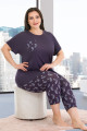 lacivert renk ve çiçek desenli lady 10674 büyük beden kapri pijama takımı, ub-lady10674-2xl, lady pijama takımı, Lady