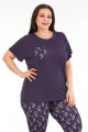 lacivert renk ve çiçek desenli lady 10674 büyük beden kapri pijama takımı, ub-lady10674-2xl, lady pijama takımı, Lady