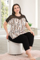 siyah - beyaz renk ve çizgi desenli lady 10675 büyük beden kapri pijama takımı, ub-lady10675-2xl, lady pijama takımı, Lady