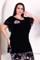 siyah renk ve çiçek desenli lady 10690 büyük beden kapri pijama takımı, lady-10690-2xl, lady pijama takımı, LADY-10690-2XL