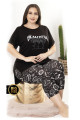 siyah renk ve çiçek desenli lady 10697 kadın büyük beden kapri pijama takımı, lady-10697-2xl, lady pijama takımı, Lady