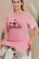 pembe renk ve çiçek desenli lady 10724  kadın büyük beden kapri pijama takımı, 8509990026271, lady pijama takımı, Lady