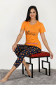 sarı renk ve ananas desenli 12022 kadın kaprili lady pijama takımı, eli̇t0012022-m, lady pijama takımı, Lady