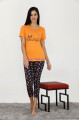 sarı renk ve ananas desenli 12022 kadın kaprili lady pijama takımı, eli̇t0012022-m, lady pijama takımı, ELİT0012022-M