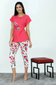 fuşya renk ve çiçek desenli 12027 kadın kaprili lady pijama takımı, eli̇t0012027-m, lady pijama takımı, Lady
