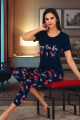 lacivert renk ve çiçek desenli 12035 kadın kaprili lady pijama takımı, eli̇t0012035-m, lady pijama takımı, Lady