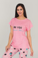 pembe renk ve puantiye desenli 12042 kadın kaprili lady pijama takımı, eli̇t0012042-m, lady pijama takımı, Lady