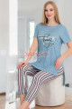 açık mavi renk ve çizgi desenli pamuklu kadınların tercihi lady 12049 kapri ve taytlı lady pijama takımı, 8509990024710, lady pijama takımı, Lady