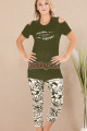 haki renk ve desenli pamuklu kadınların tercihi lady 12070 kapri ve taytlı lady pijama takımı, 8509990027964, lady pijama takımı, Lady