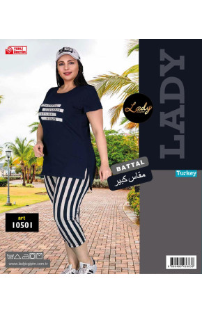 Lady 10501 Büyük Beden  Kapri Pijama Takımı