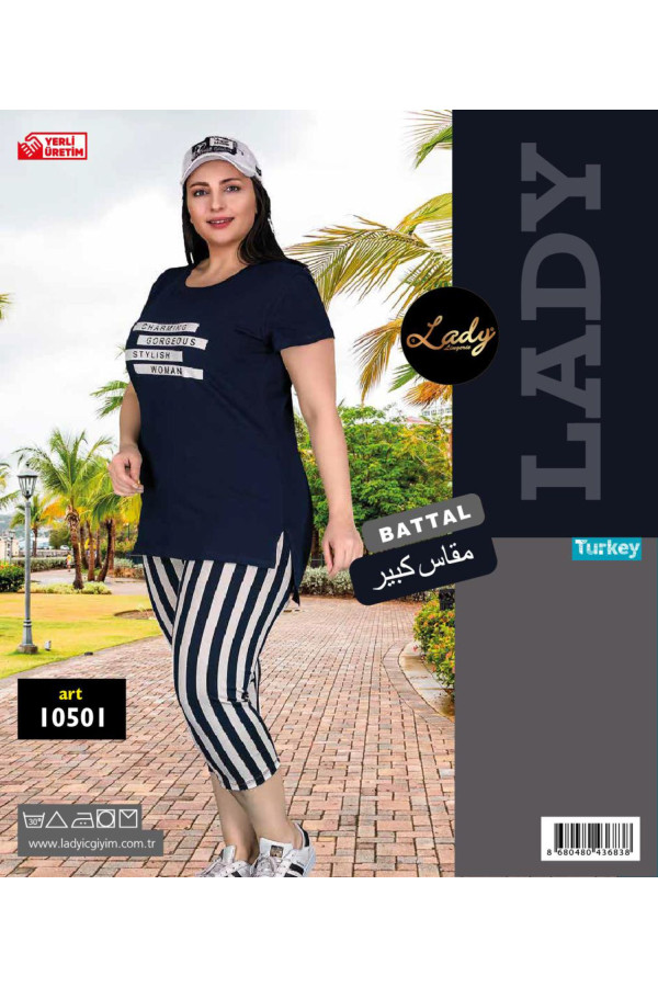 lady 10501 büyük beden  kapri pijama takımı, ladybttlkpr10502, lady pijama takımı, Lady