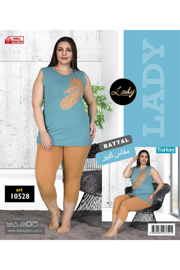 lady 10527 büyük beden kapri pijama takımı, ladybttlkpr10528, lady pijama takımı