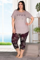 lady 10512 büyük beden çiçek desenli kapri pijama takımı, ladybttlkpr10512, lady pijama takımı, Lady