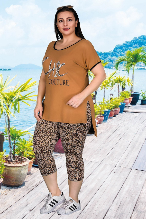 lady 10514 büyük beden pembe renk ve desenli kapri pijama takımı, ladybttlkpr10515, lady pijama takımı, Lady