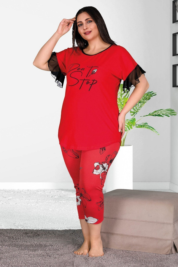 lady 10535 büyük beden kapri pijama takımı - battal pijama takımları, ladybttlkpr10535, lady pijama takımı