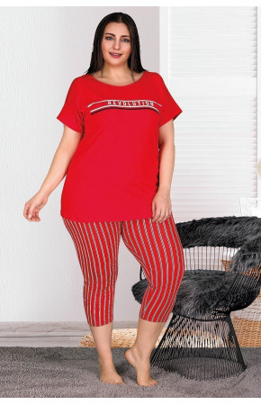 Lady 10538 Büyük Beden Kapri Pijama Takımı - Battal pijama Takımları