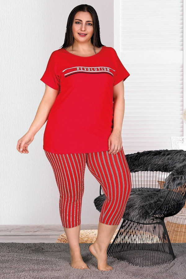 lady 10538 büyük beden kapri pijama takımı - battal pijama takımları, ladybttlkpr10538, lady pijama takımı, Lady