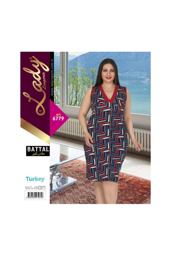 lady pijama battal büyük beden tunik gecelik art 6778 2xl - 3xl - 4xl, lady-6779, lady pijama takımı, Lady