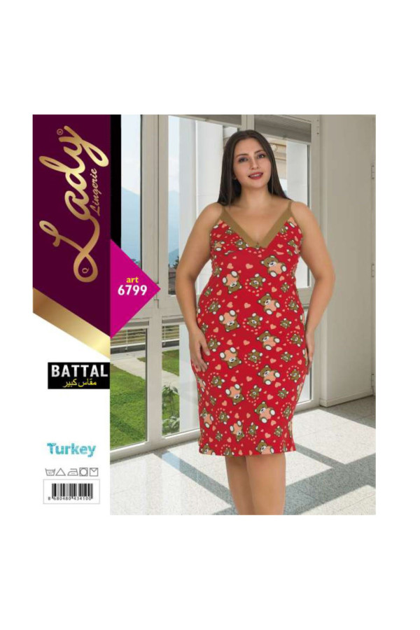 lady 6798 battal boy büyük beden i̇p askılı tunik gecelik  2xl - 3xl - 4xl, lady-6799, lady pijama takımı, Lady