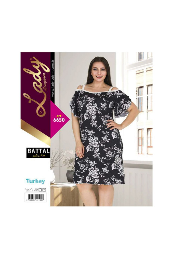 lady art 6648 battal büyük beden tunik gecelik  2xl - 3xl - 4xl, lady-6650, lady pijama takımı, Lady
