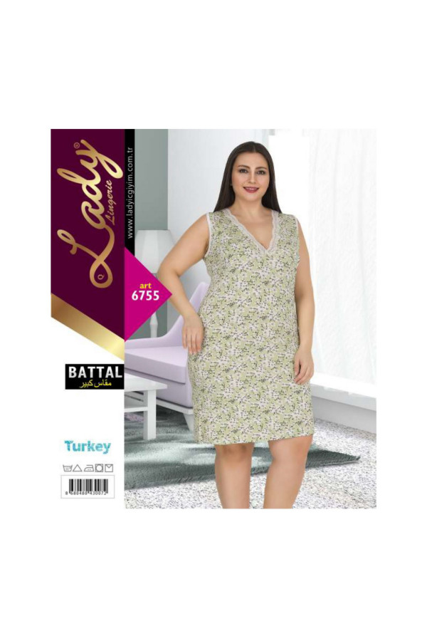 lady pijama battal büyük beden tunik gecelik art 6754 2xl - 3xl - 4xl, lady-6755, lady pijama takımı, Lady