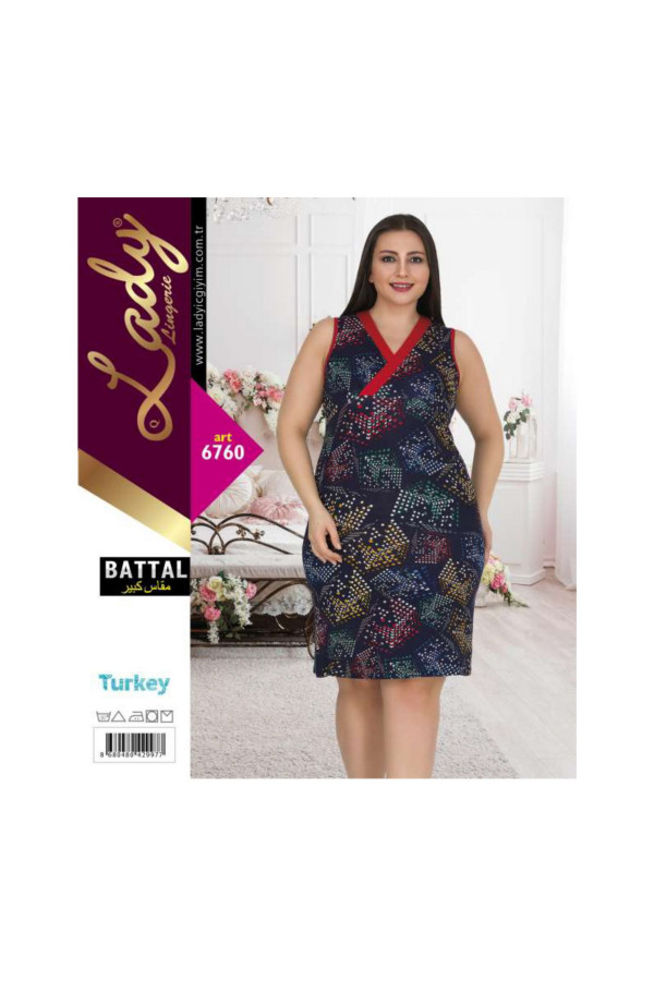 lady battal beden kısa kol tunik gecelik takım - art 6758, lady-6760, lady pijama takımı, Lady