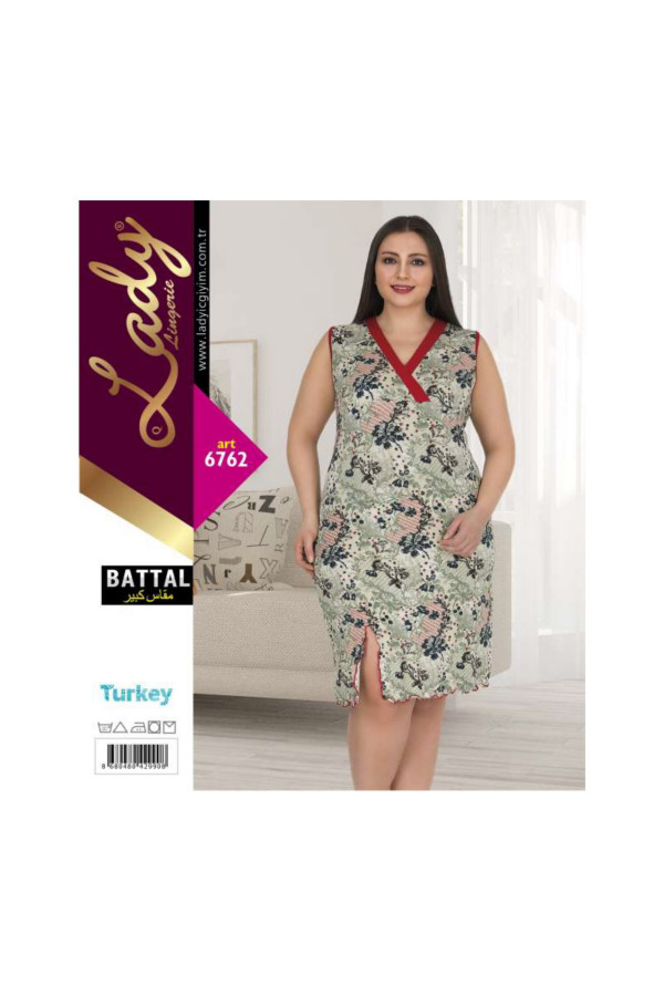 lady pijama battal büyük beden tunik gecelik art 6761 2xl - 3xl - 4xl, lady-6762, lady pijama takımı, Lady