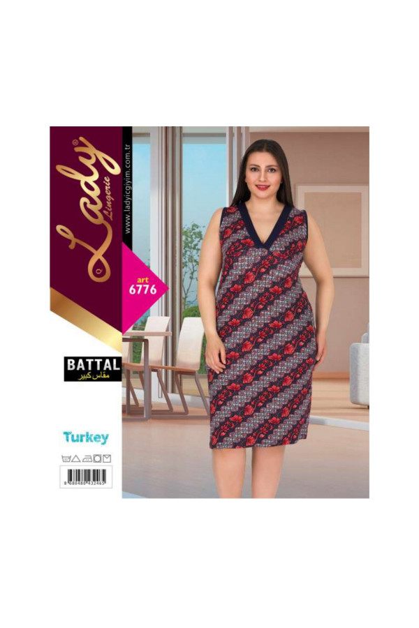 lady pijama battal büyük beden tunik gecelik art 6775 2xl - 3xl - 4xl, lady-6776, lady pijama takımı, Lady