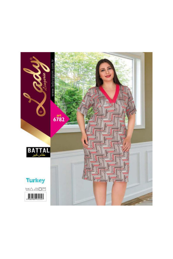 lady pijama battal büyük beden tunik gecelik art 6780 2xl - 3xl - 4xl, lady-6782, lady pijama takımı, Lady