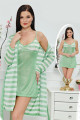kadın 2 li askılı yeşil renk tunik - sabahlık takım - bellamood bayan örme tunik - sabahlık takım, bellamood5016, bayan pijama takımı